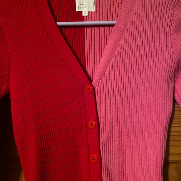 Colorblock Red and Pink Sweater Dress - Picture 2 of 3